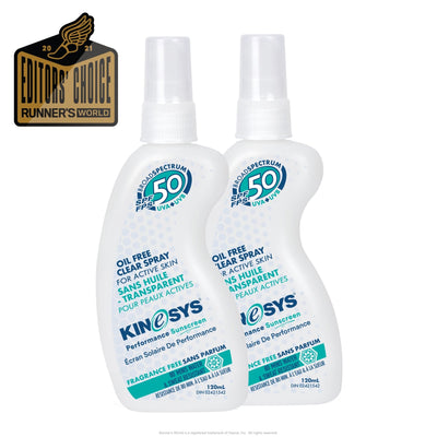 SPF 50 Fragrance Free KINeSYS Spray Sunscreen 120ml 2-pack