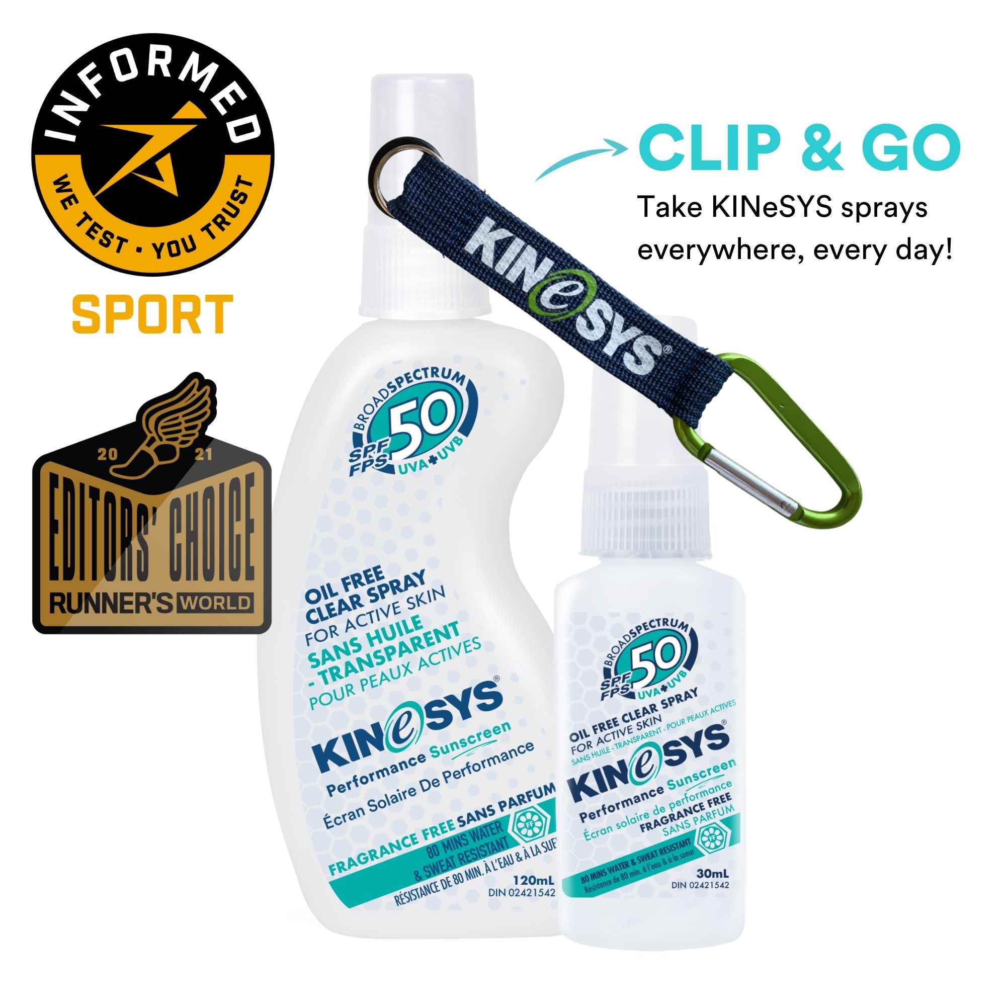 SPF 50 Fragrance Free KINeSYS Spray Sunscreen Value Bundle – KINeSYS ...